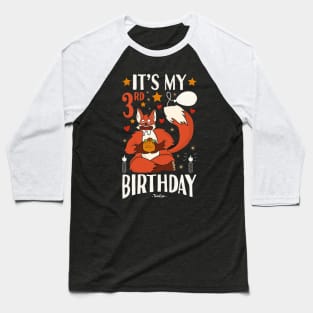 It's My 3rd Birthday Fox And Tacos Gifts Baseball T-Shirt